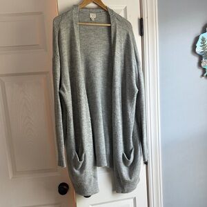 Gray Open Front Women's Sweater